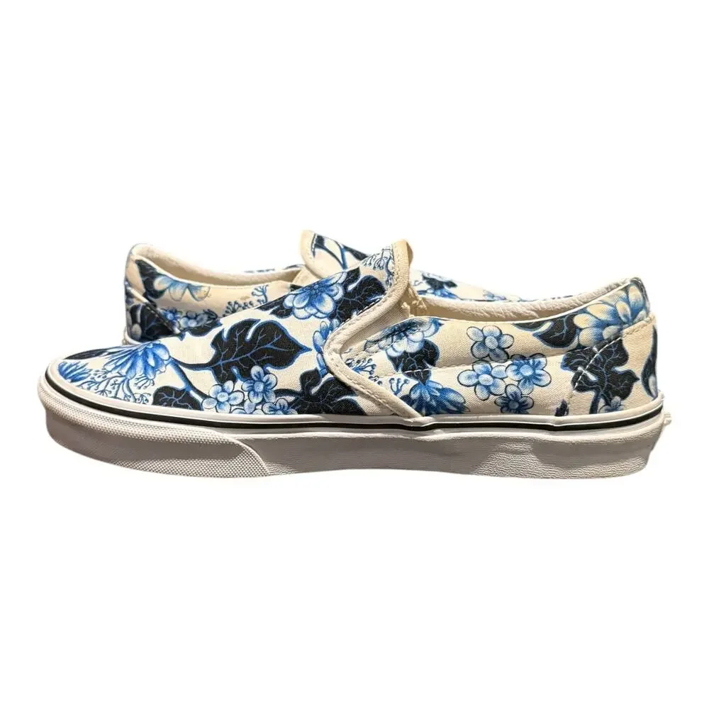 Vans Women’s Classic Slip-On Floral Sneakers Blue White Size 10 - Picture 7 of 9